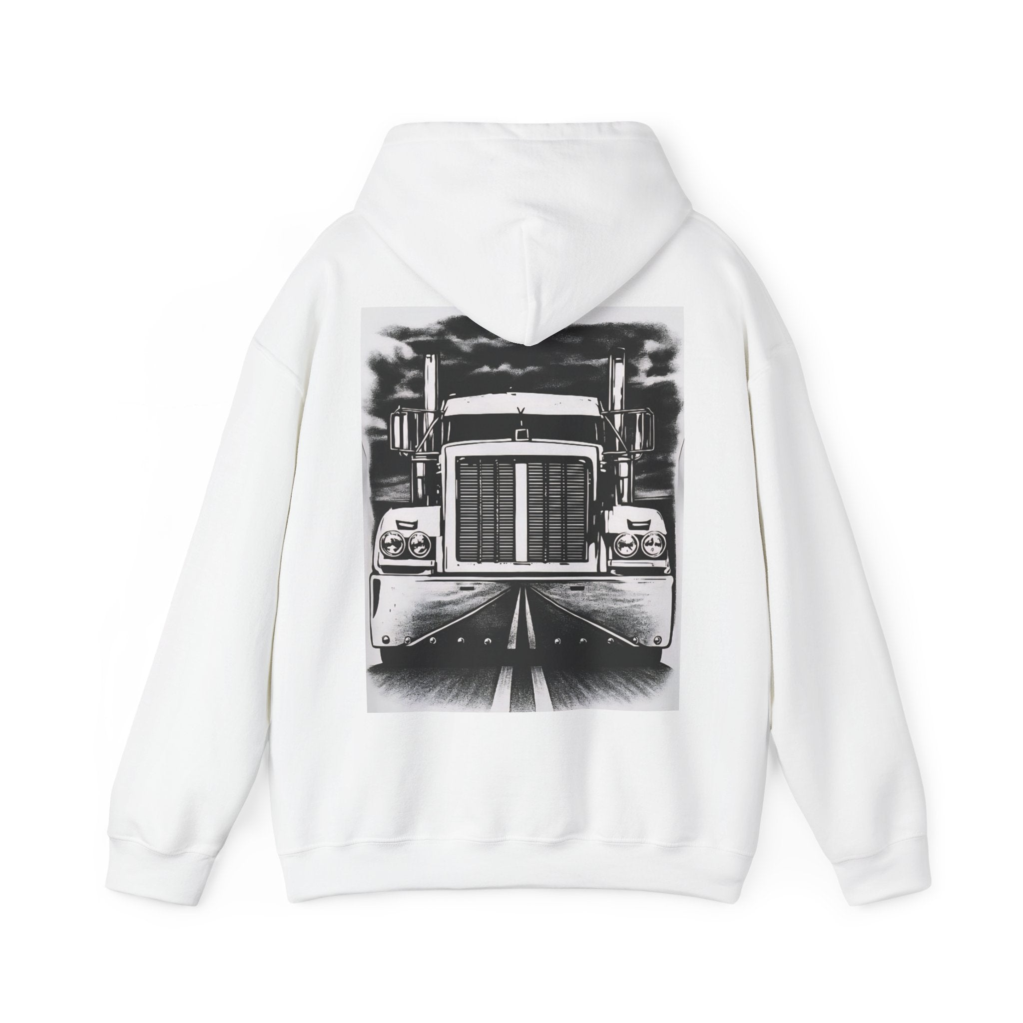 Cool Truck Graphic Heavy Blend Hoodie for Truck Lovers, Unisex Streetwear, Cozy Layering, Gift for Father’s Day, Road Trip Essential