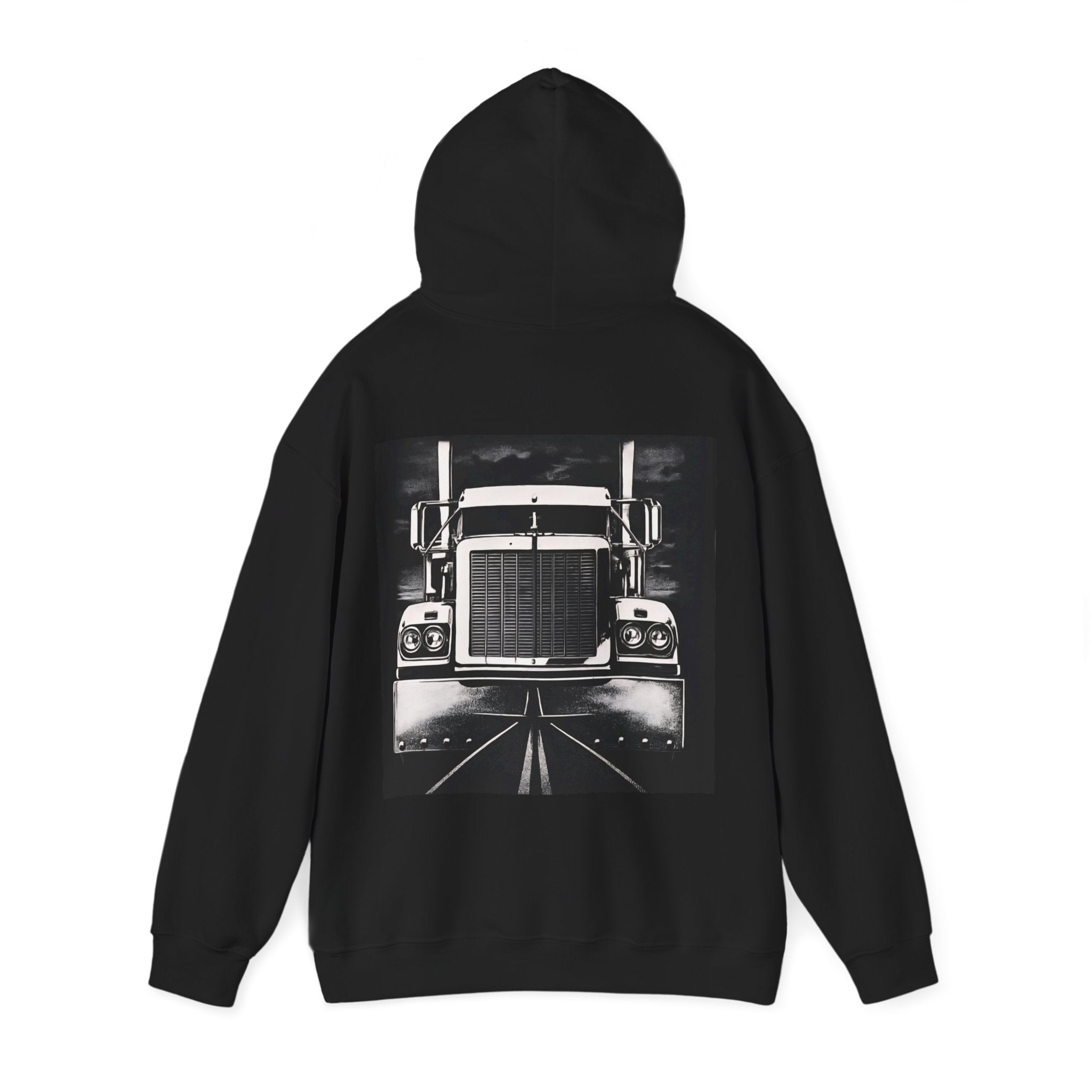 Cool Truck Graphic Heavy Blend Hoodie for Truck Lovers, Unisex Streetwear, Cozy Layering, Gift for Father’s Day, Road Trip Essential
