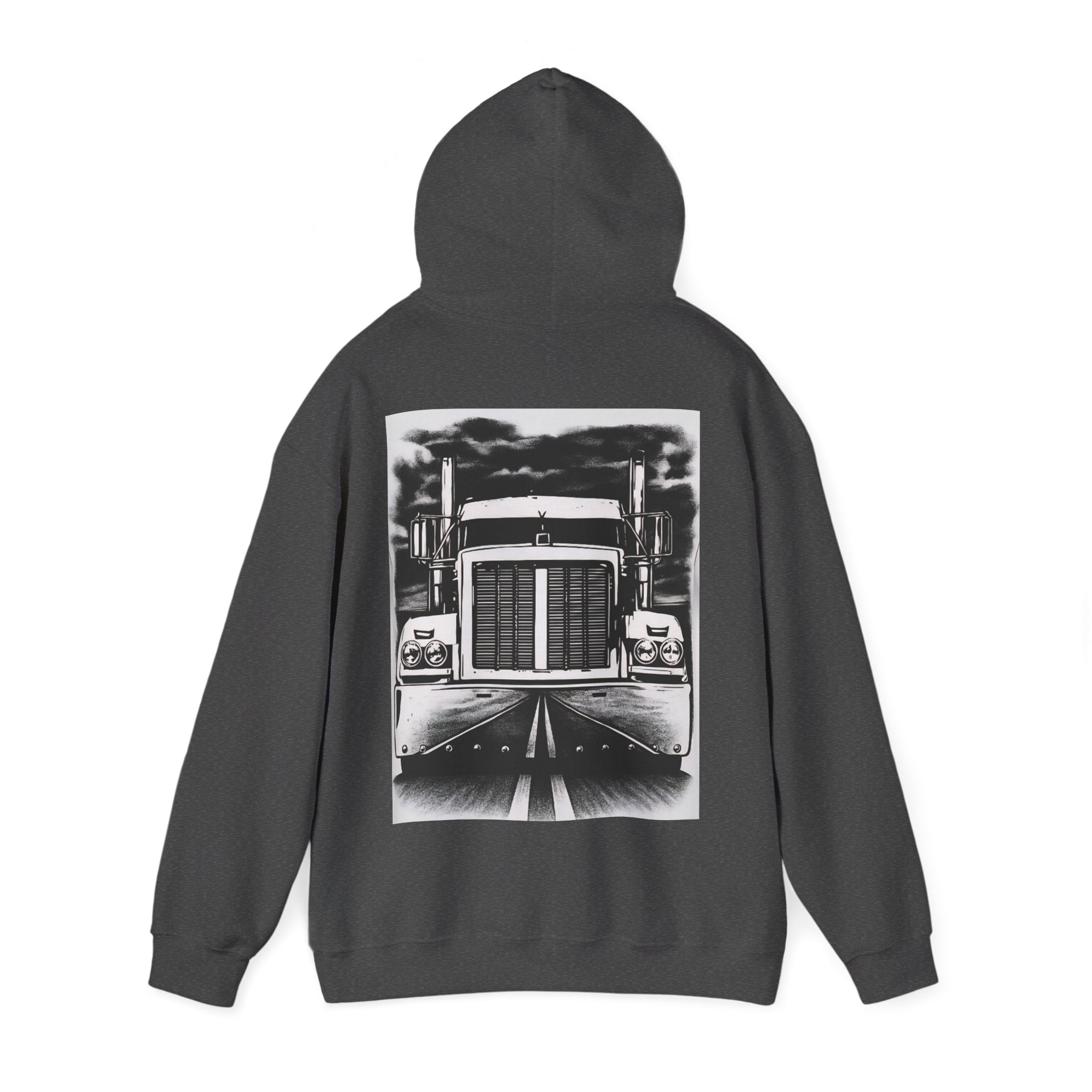 Cool Truck Graphic Heavy Blend Hoodie for Truck Lovers, Unisex Streetwear, Cozy Layering, Gift for Father’s Day, Road Trip Essential