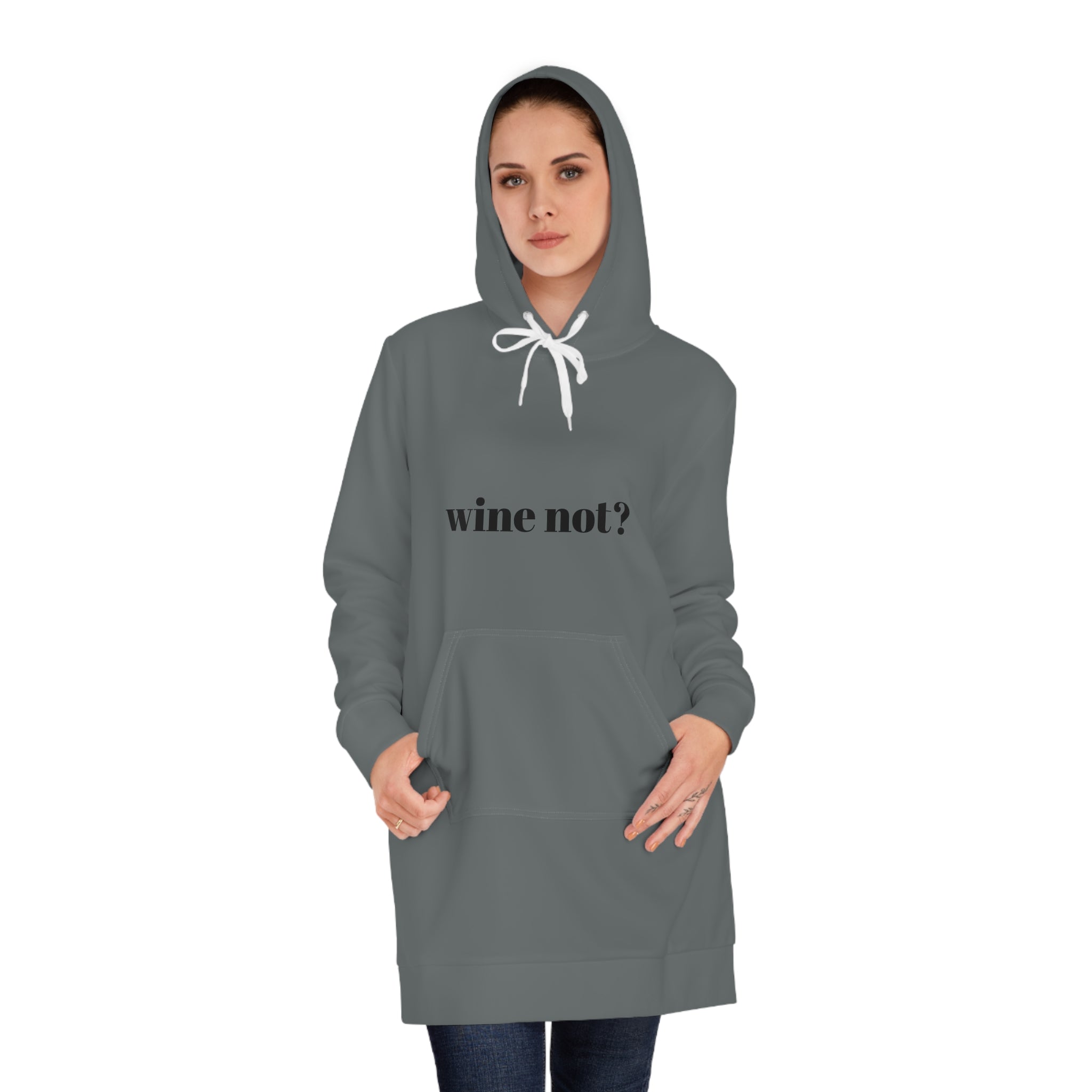 Wine Not? Women's Hoodie Dress | Cozy Casual Wear, Gift for Wine Lovers, Perfect for Parties, Trendy Loungewear