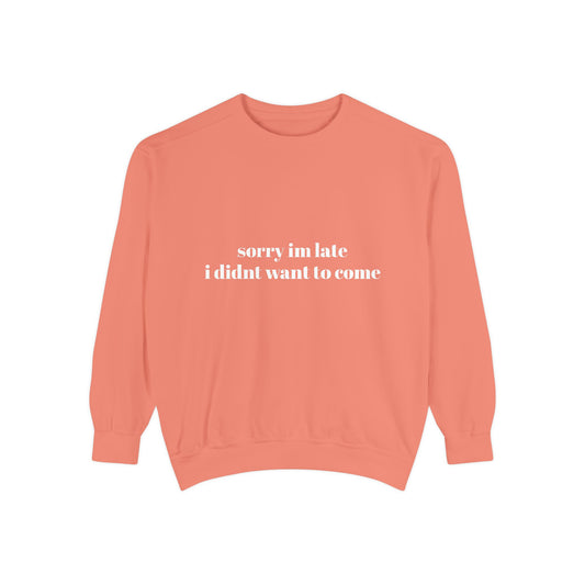 Sorry Im Late Unisex Garment-Dyed Sweatshirt