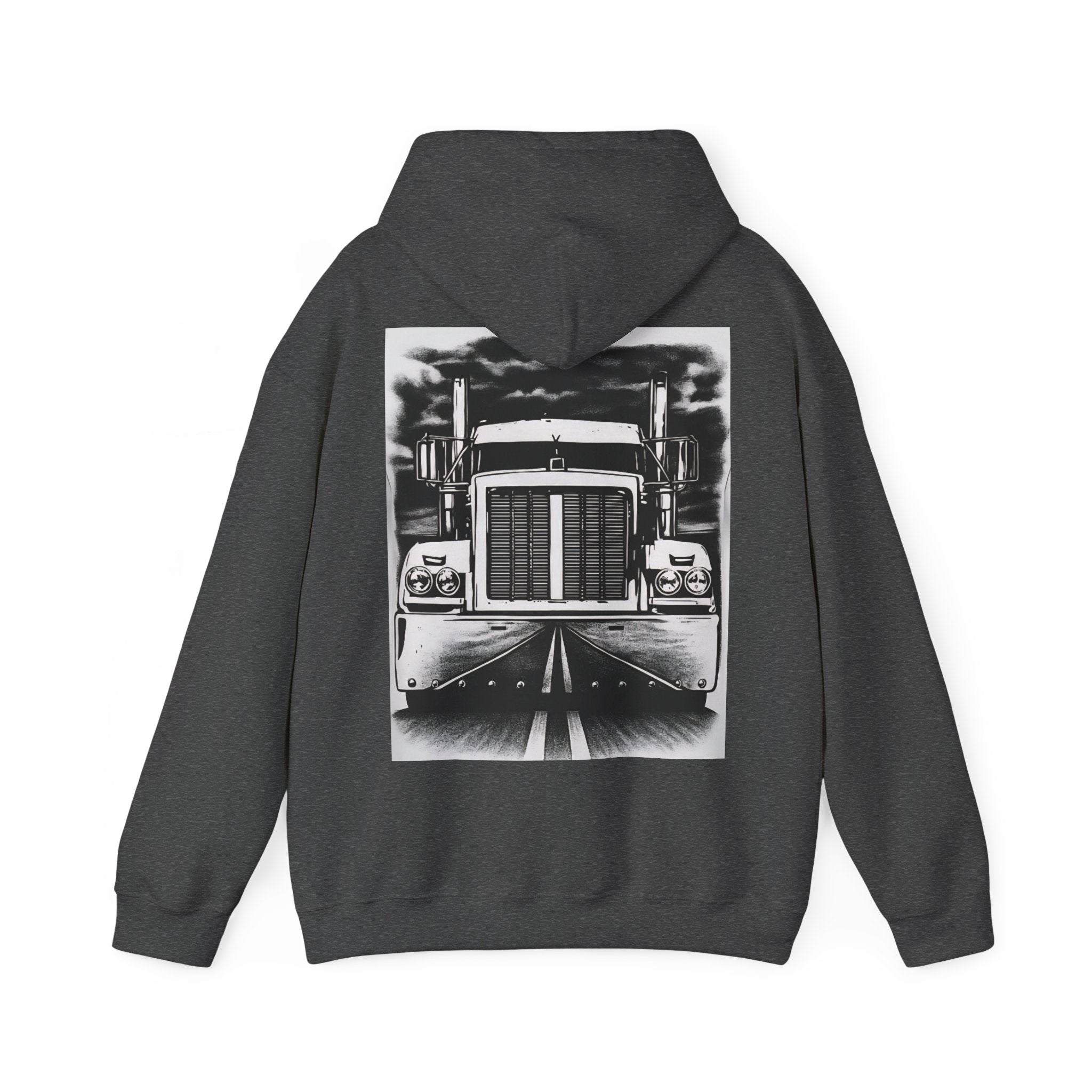 Cool Truck Graphic Heavy Blend Hoodie for Truck Lovers, Unisex Streetwear, Cozy Layering, Gift for Father’s Day, Road Trip Essential