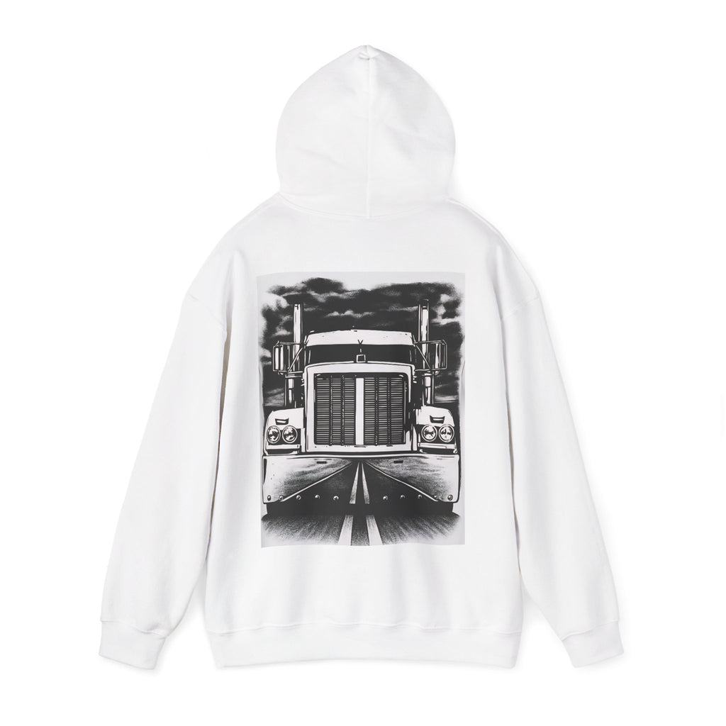 Cool Truck Graphic Heavy Blend Hoodie for Truck Lovers, Unisex Streetwear, Cozy Layering, Gift for Father’s Day, Road Trip Essential